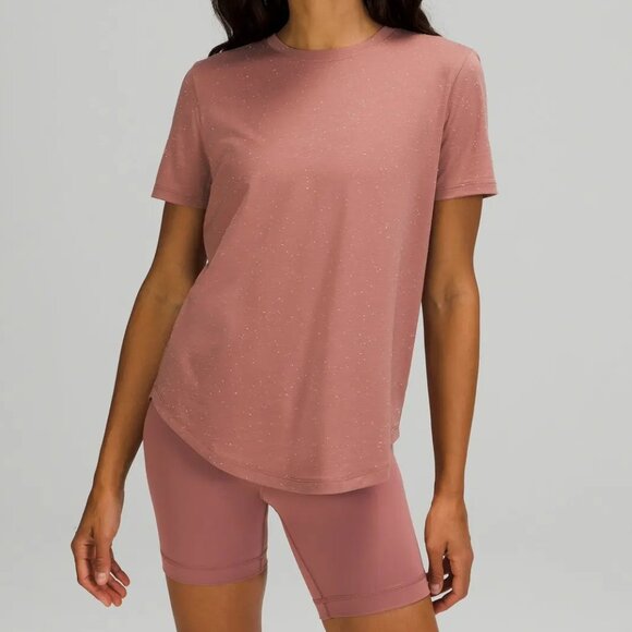 Lululemon "Love Crew" Short Sleeve Slub Tee in Spiced Chai/White 6 - Picture 1 of 4